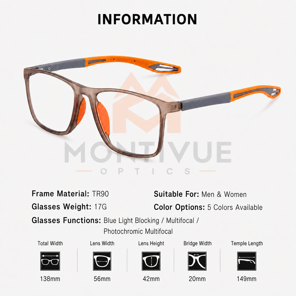 VisionSync multifocal glasses specifications by Montivue Optics