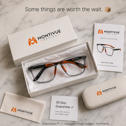 VisionSync multifocal glasses Montivue Optics packaging set